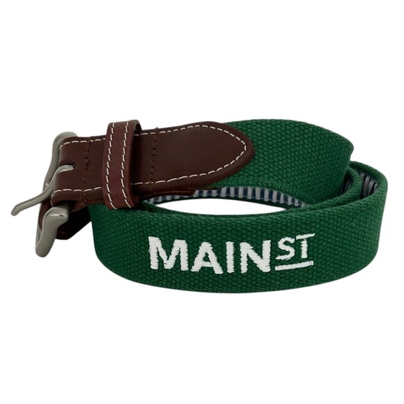 J.T. Spencer Leather Canvas Embroidered Green Belt Size 38 - Picture 1 of 16